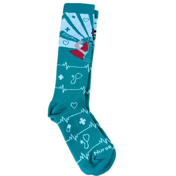 Womens Unisex  Super Nurse Compression Stockings Socks XXL Green - Picture 1 of 7
